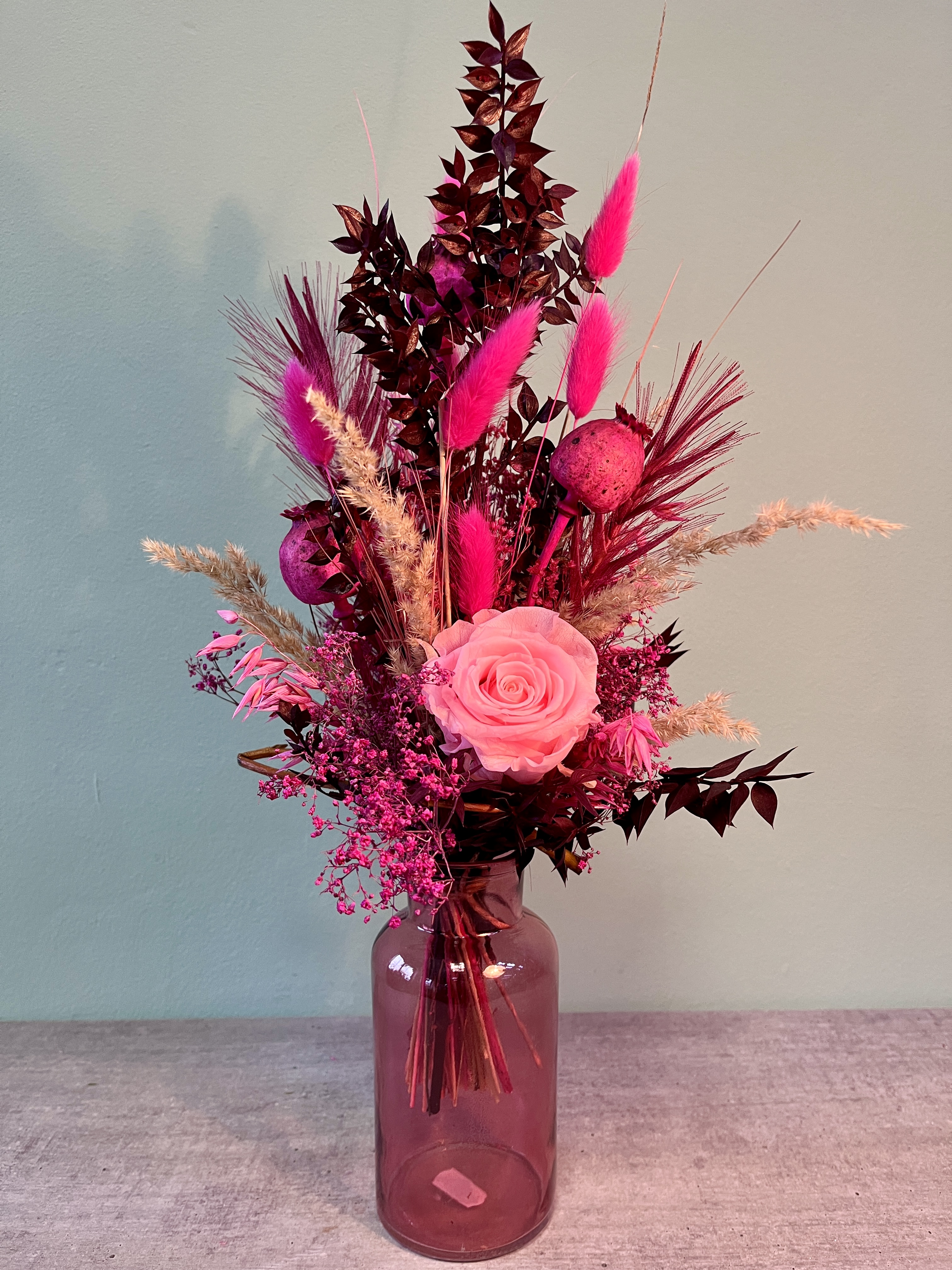 Trockenblumen Strauß " Pink Birdy Infinity"